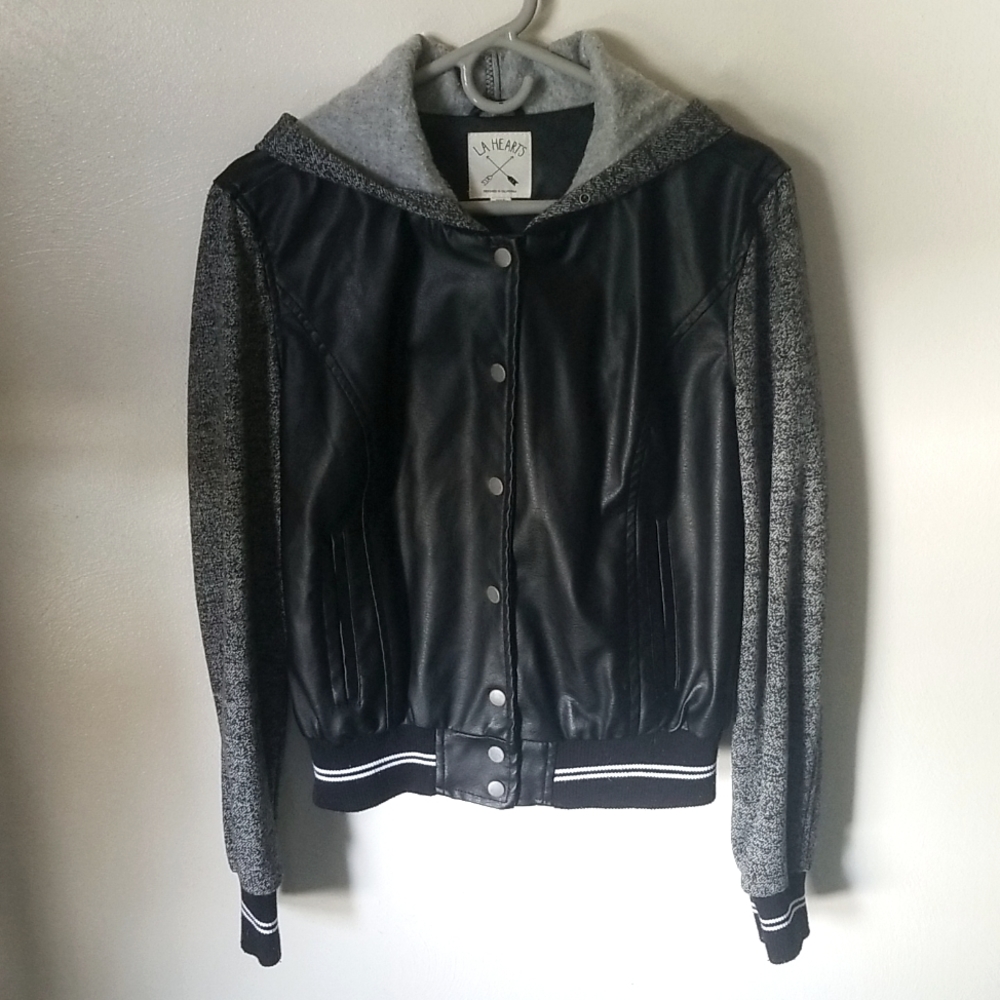 PacSun|LA Hearts Jacket| Women's Black and Grey Hooded Jacket| Size X-Large